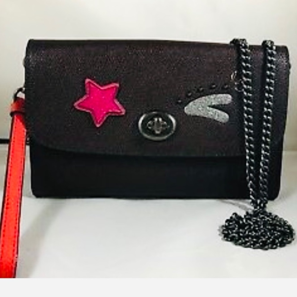 New Coach Bear Chain Crossbody Handbag Qb/oxblood - Picture 8 of 16